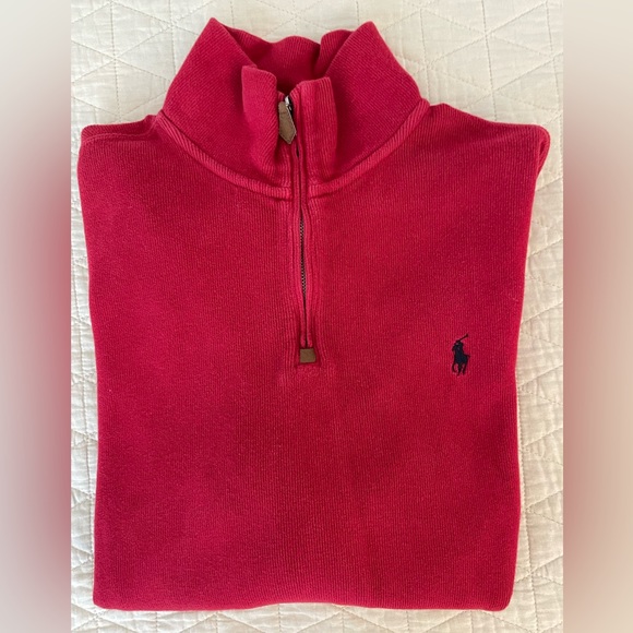 Polo Ralph Lauren Other - Polo Ralph Lauren Vintage Estate Rib 1/4 Zip Cotton Sweater in Red Size L